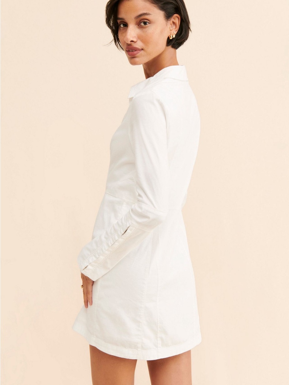 Free People Ivory Button-Front Shirt Dress - Picture 4 of 10